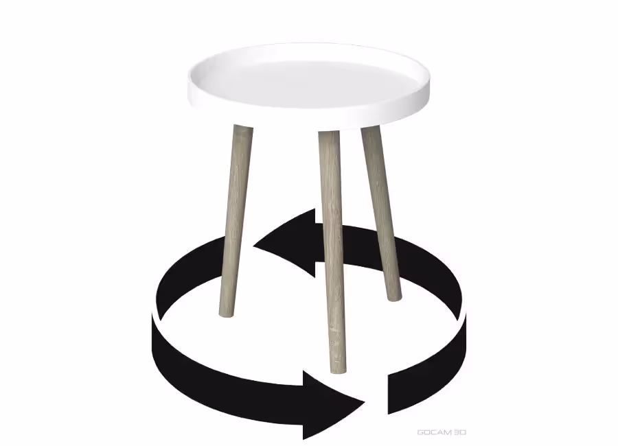 Rendu 3D réaliste d'une table d'appoint imagée en trois dimensions.