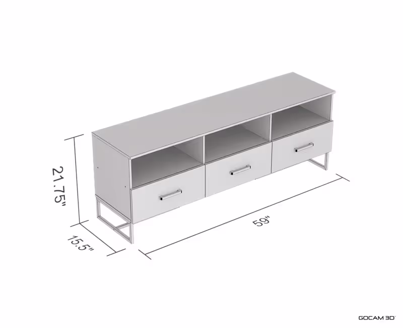 Rendu 3D technique de meuble télé ou image technique en 3D de de meuble télé rendu en 3D.