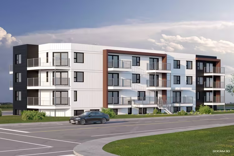 Real estate development project 3D rendering or realistic exterior 3D rendering of a 21 units real estate project imaged in three dimensions.