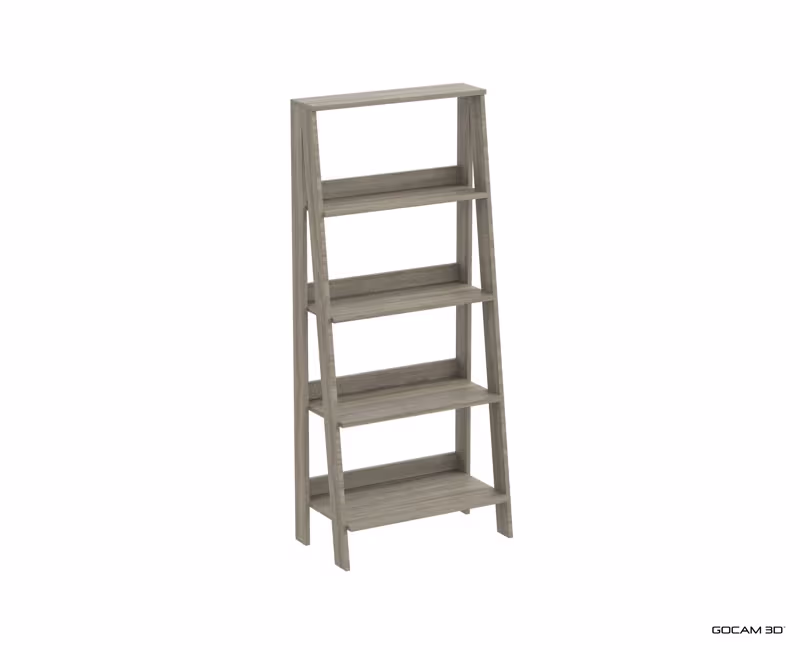Rendu 3D d'une étagère ou image rendue en 3D d'une étagère imagée en 3D.