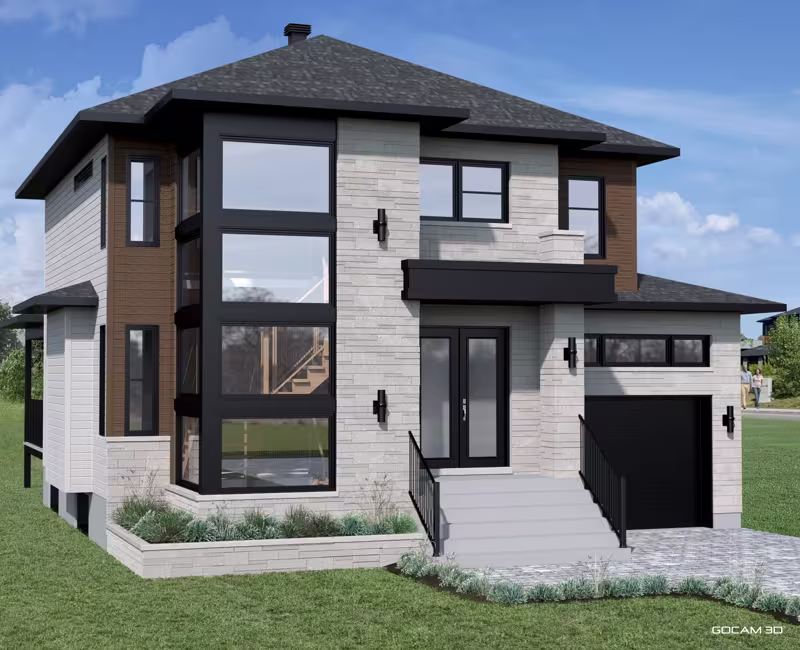 Rendu 3D de maison ou image rendue en 3D d'une maison imagée en 3D.
