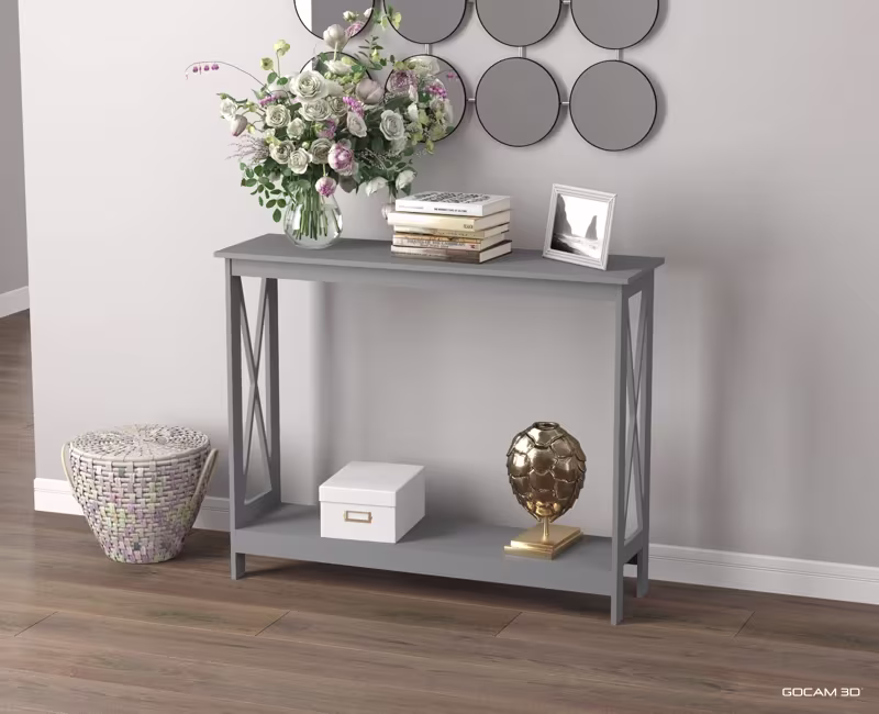 Rendu 3D de table console ou image rendue en 3D d'une table console imagée en 3D.