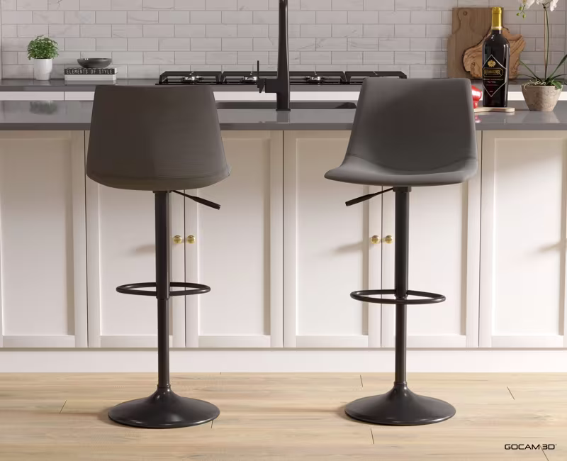 Rendu 3D d'un tabouret ou image rendue en 3D d'un tabouret imagé en 3D.